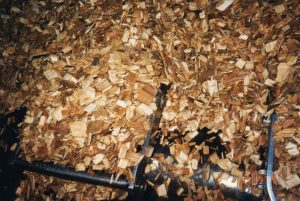 Wood chips inside a conveyor