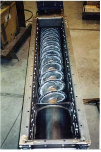 Inside of a screw conveyor