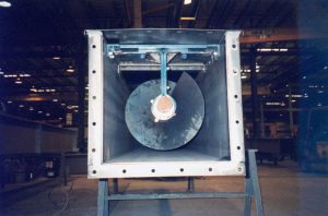 View of the screw blade inside an auger conveyor