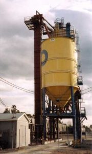 A grain elevator in service