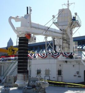 Close-up view of an MHE ship unloader